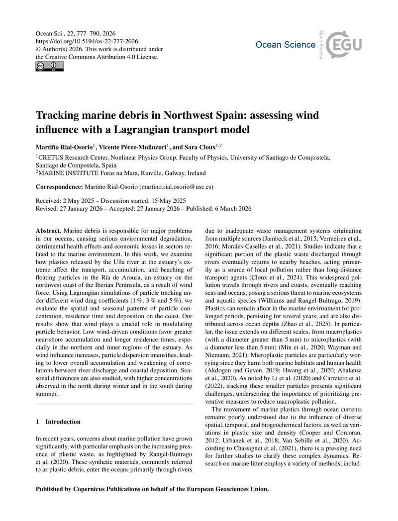 Tracking Marine Debris in Northwest Spain
