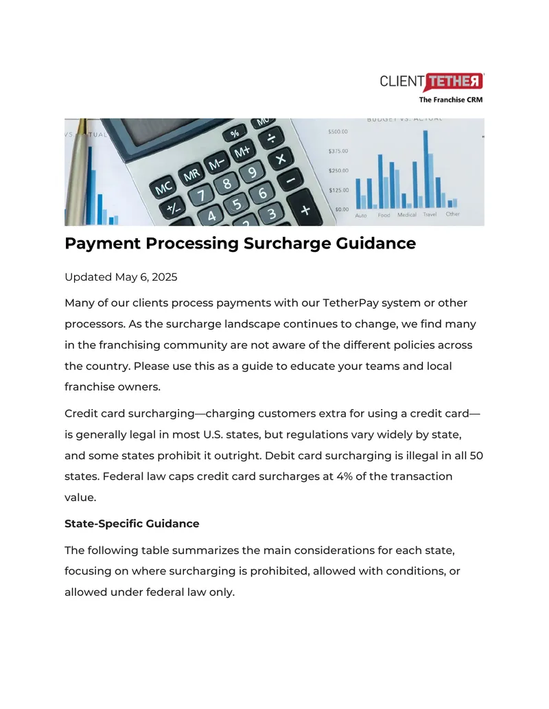 Payment Processing Surcharge Guidance