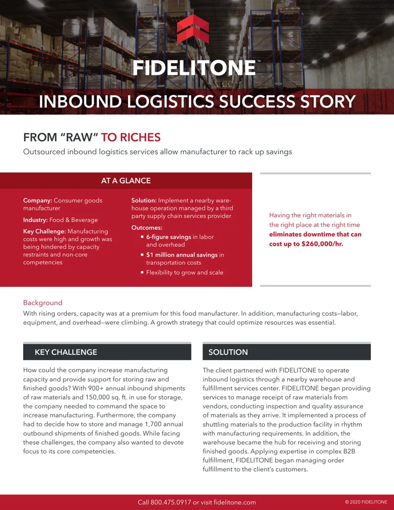 Inbound Logistics Optimization Case Study