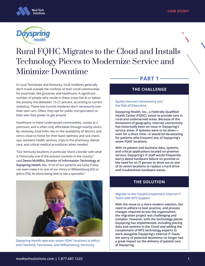 Cloud Migration and Technology Implementation at Dayspring Health