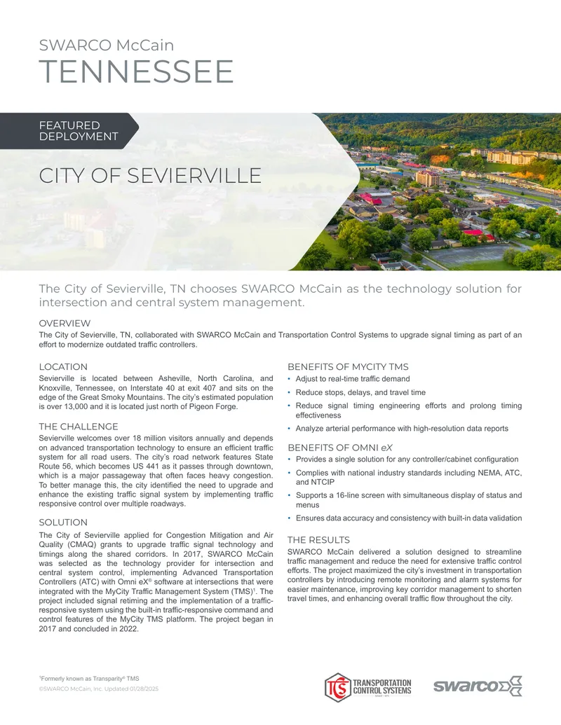 Traffic Management System Upgrade in Sevierville