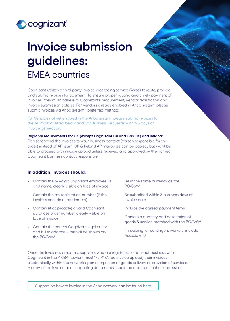 Invoice Submission Guidelines for EMEA Countries