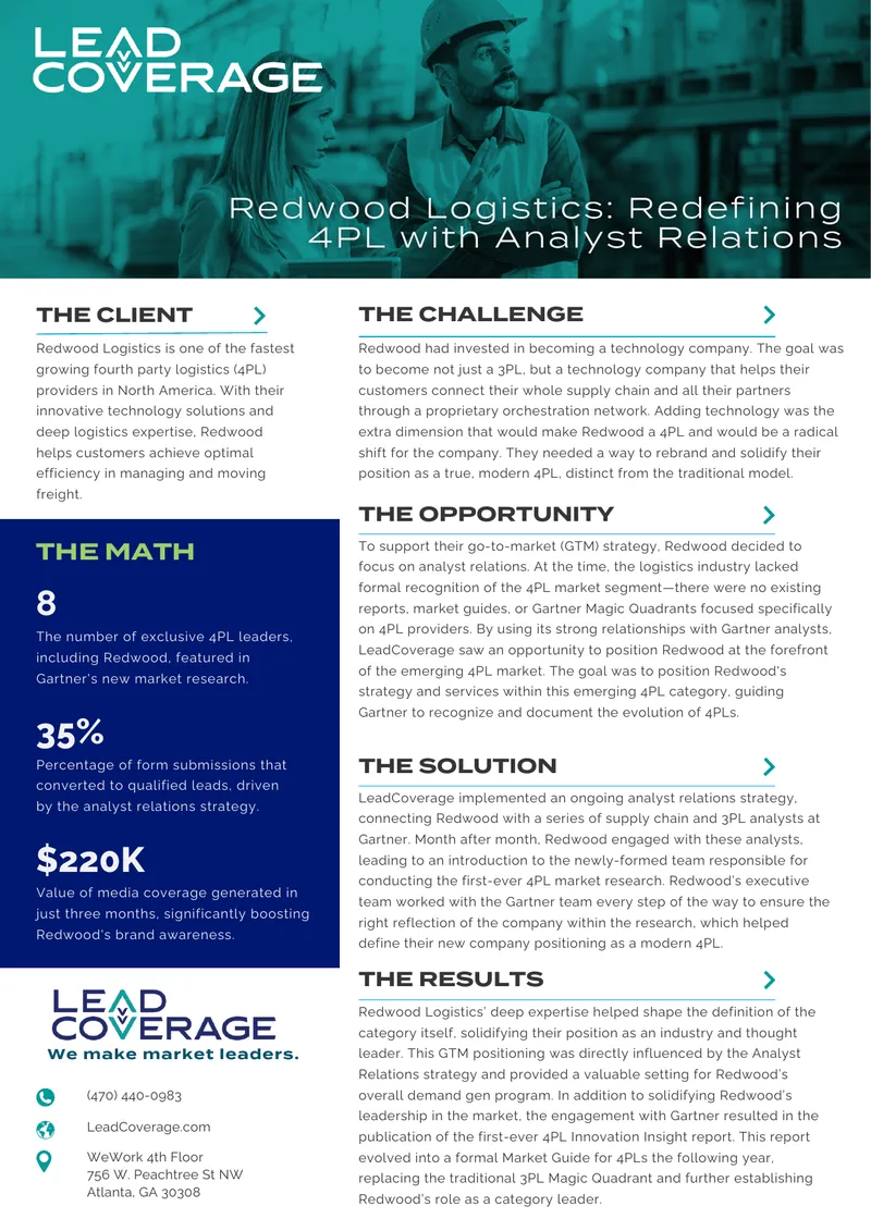 Redwood Logistics Analyst Relations Strategy