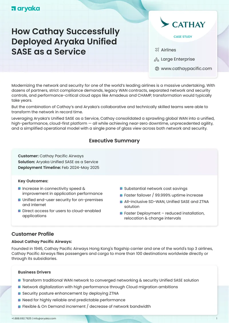 Cathay Pacific Airways Unified SASE Deployment Case Study