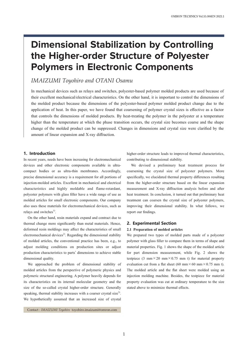Dimensional Stabilization of Polyester Polymers