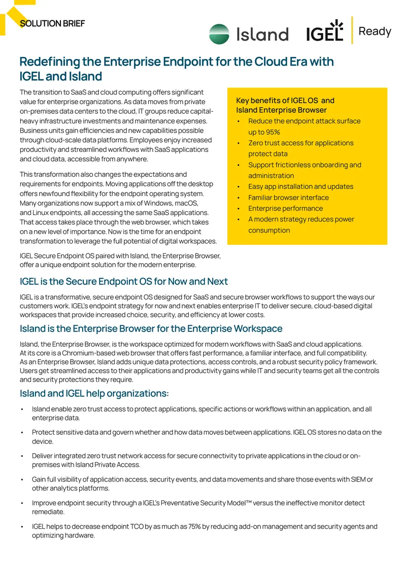 Endpoint Transformation for Cloud Computing with IGEL and Island