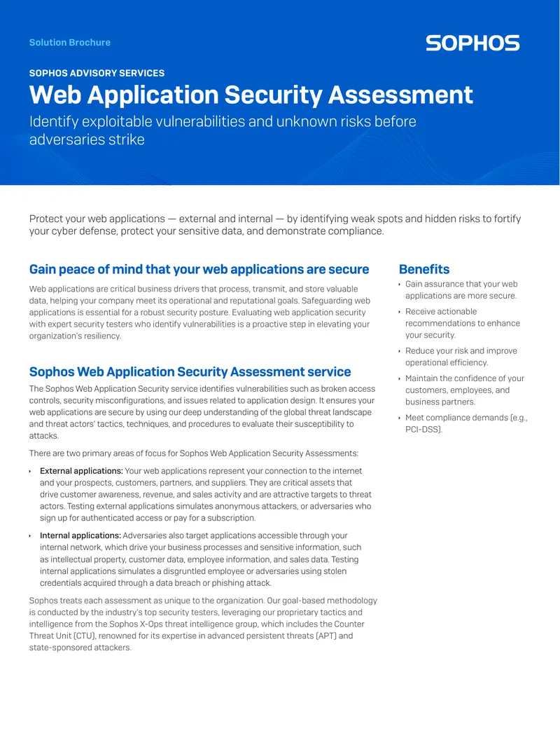 Web Application Security Assessment Solution Brochure