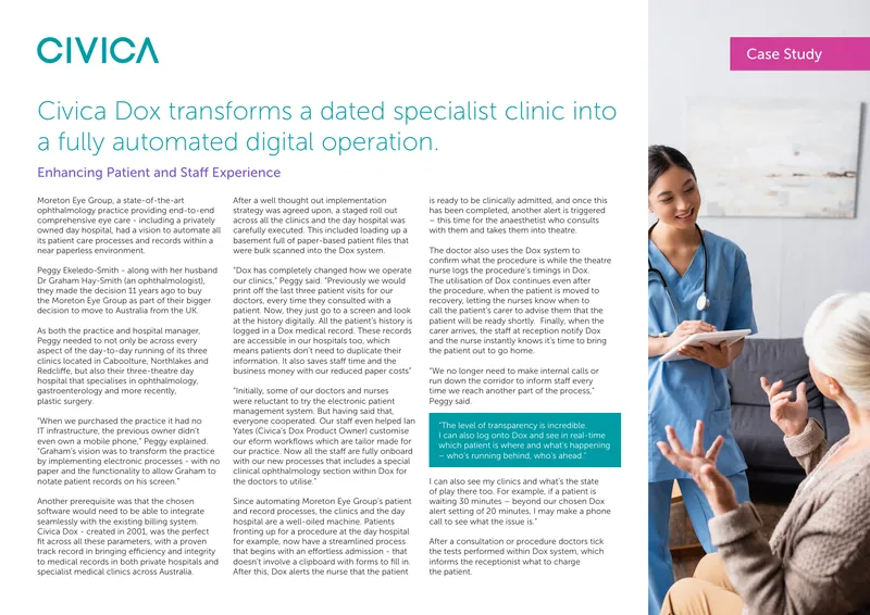 Automation of Patient Care Processes at Moreton Eye Group