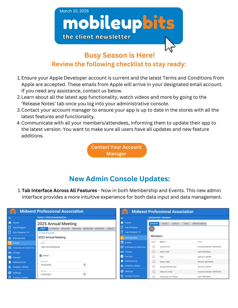 App Management and Update Checklist