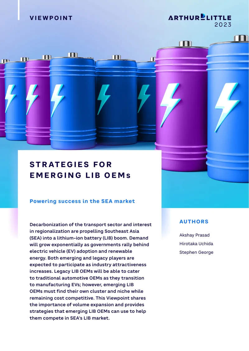 Strategies for Emerging LIB OEMs in Southeast Asia