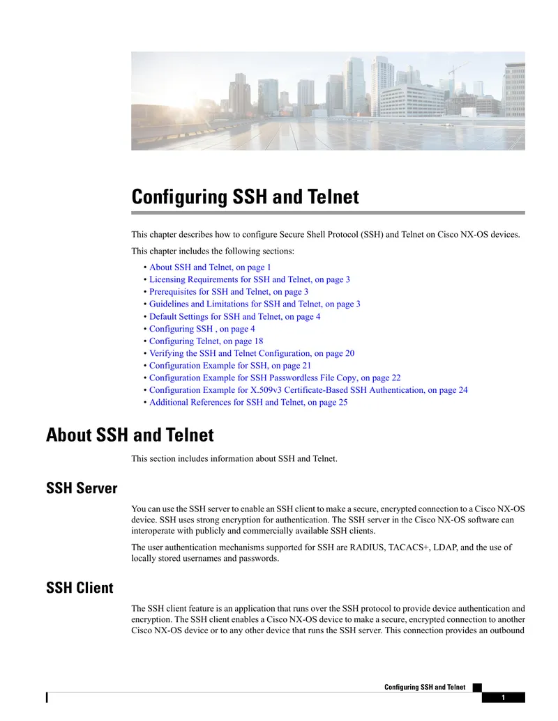 Configuring SSH and Telnet on Cisco NX-OS Devices
