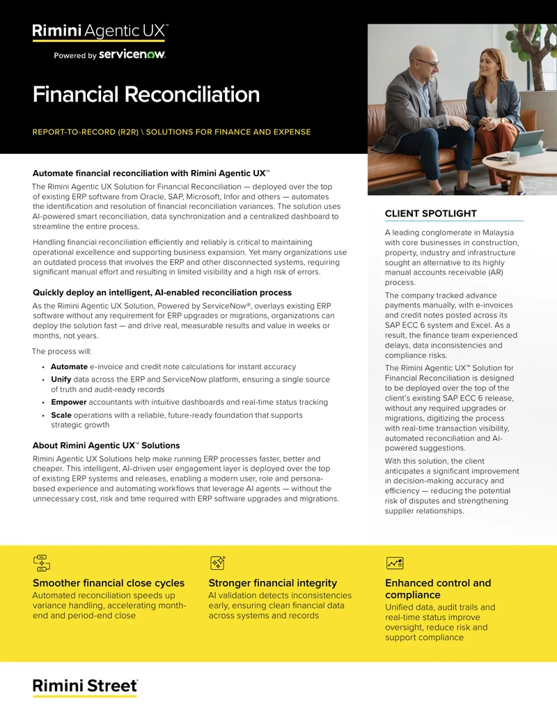 Rimini Agentic UX Solution for Financial Reconciliation