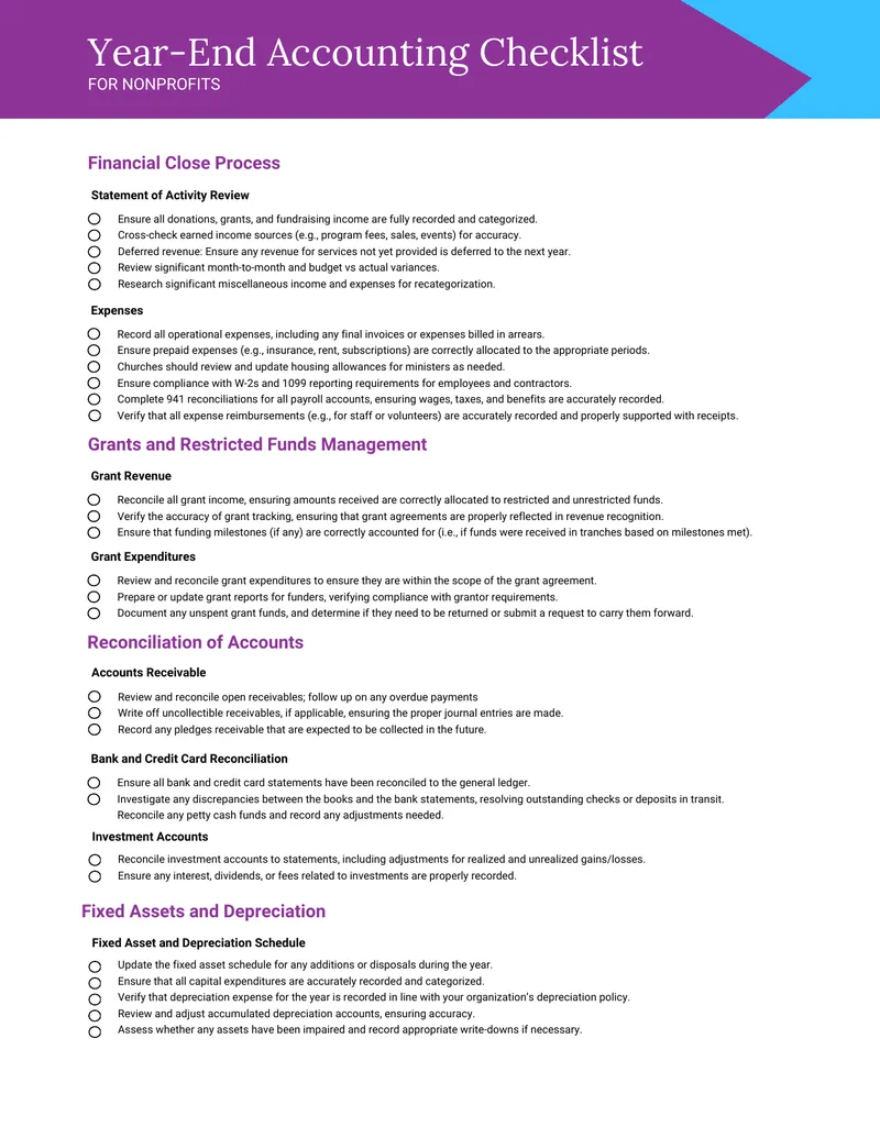 Year-End Accounting Checklist for Nonprofits