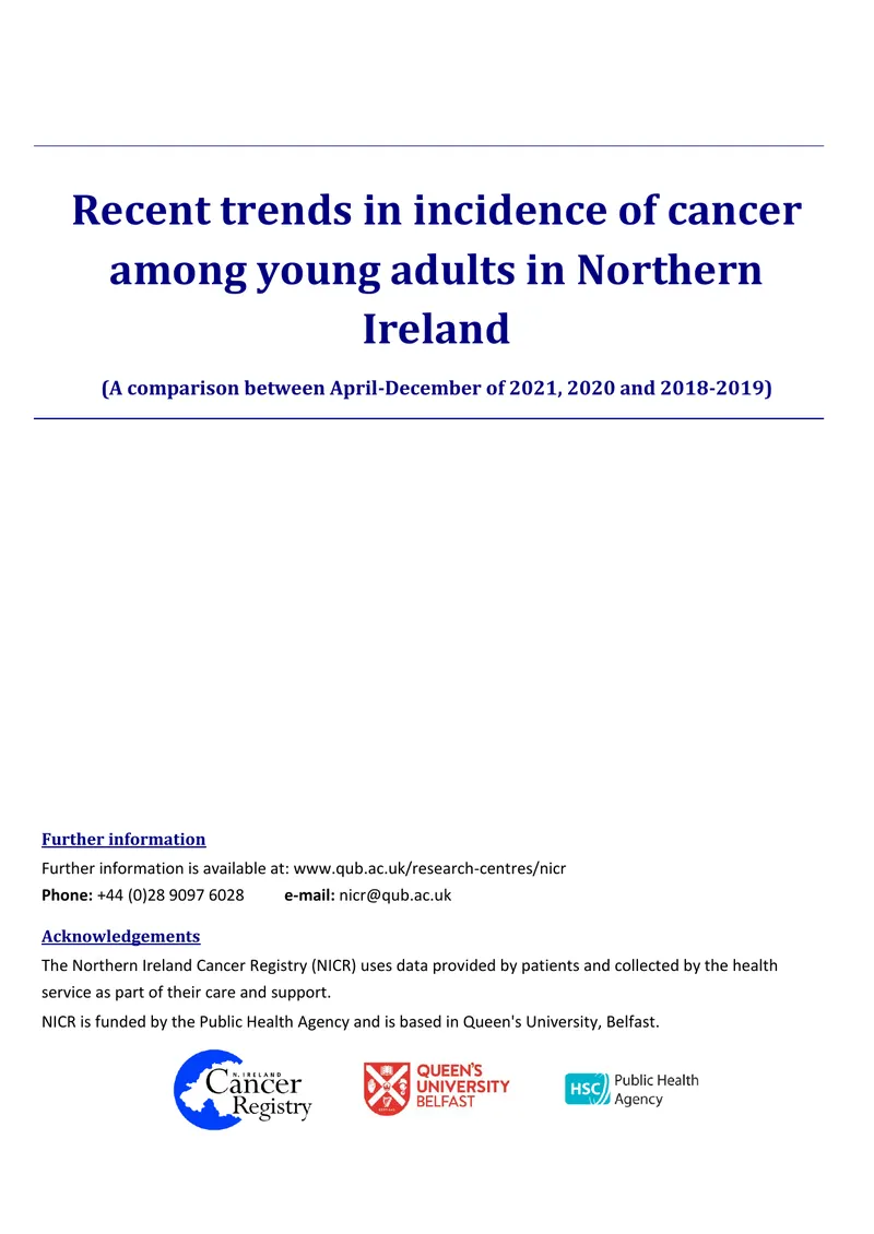Trends in Cancer Incidence Among Young Adults in Northern Ireland