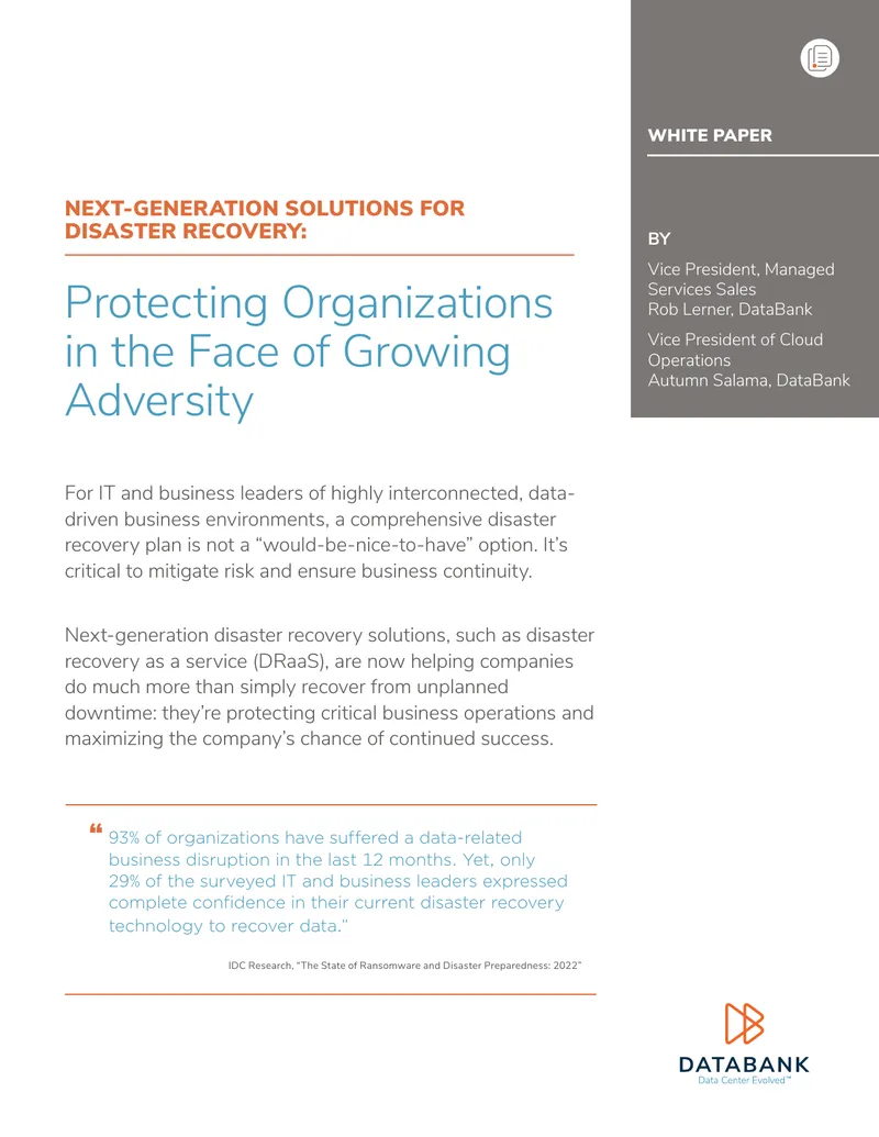 Next-Generation Disaster Recovery Solutions Overview