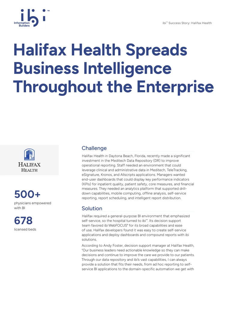 Halifax Health Business Intelligence Implementation Case Study