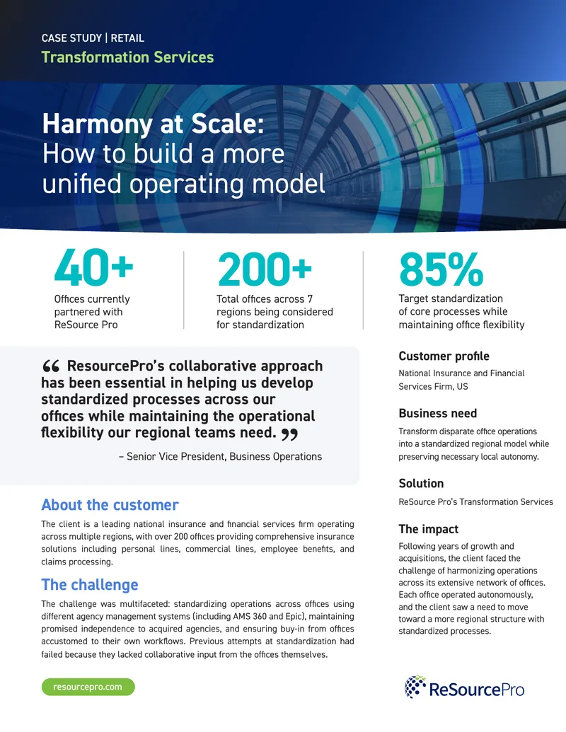 Unified Operating Model Transformation Case Study