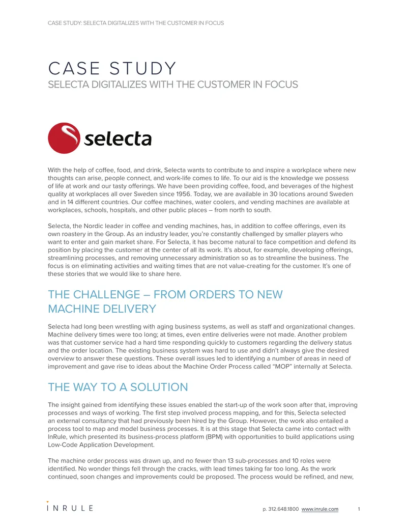 Selecta Digitalizes Customer-Focused Machine Order Process