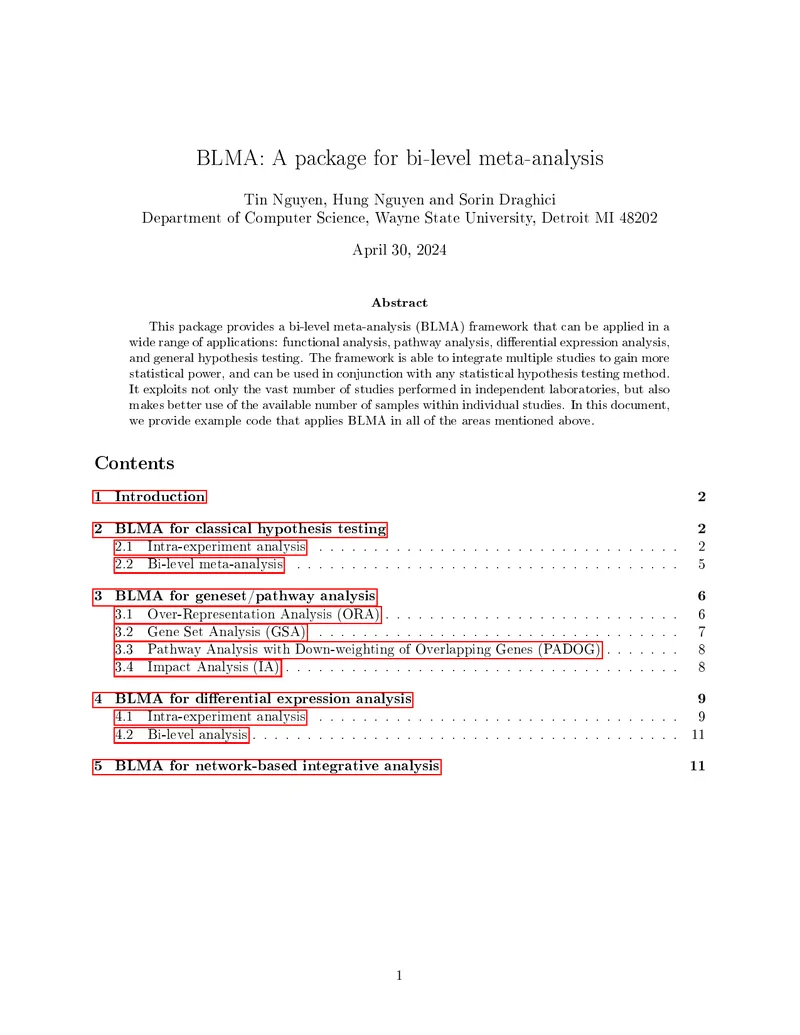 Bi-level Meta-Analysis Framework Package