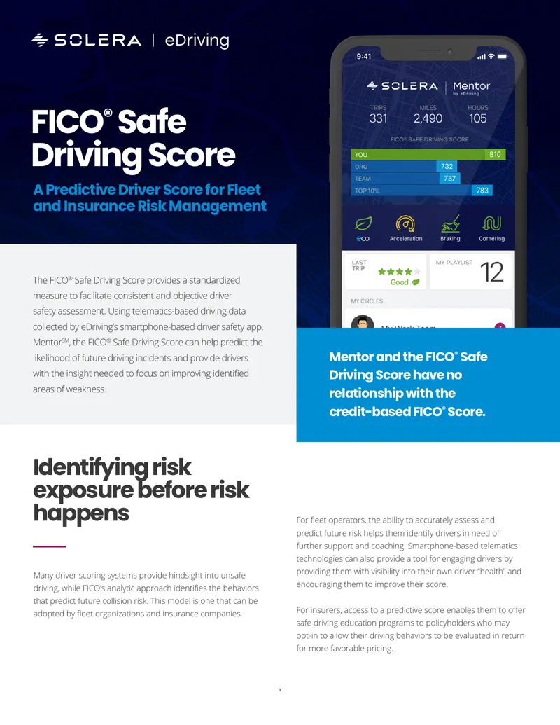 FICO Safe Driving Score Methodology and Application