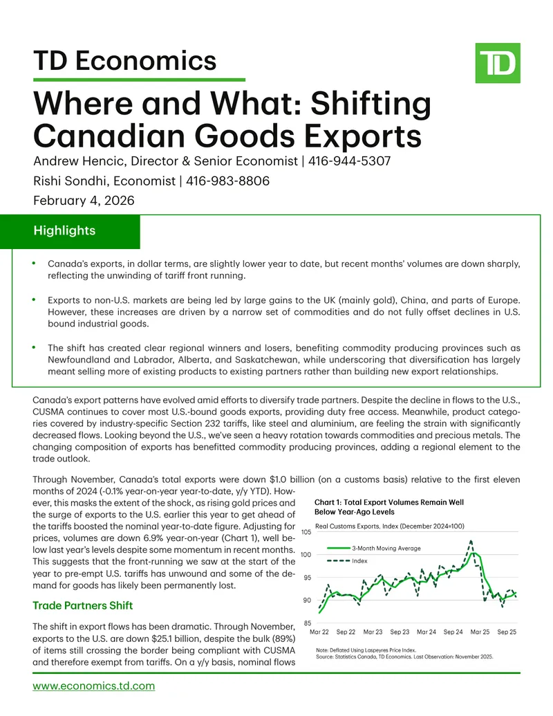 Analysis of Canada's Shifting Export Patterns
