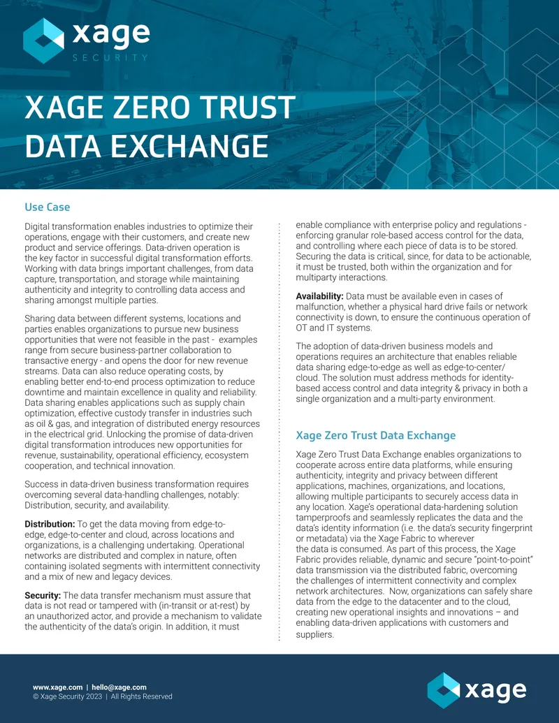 Xage Zero Trust Data Exchange Overview