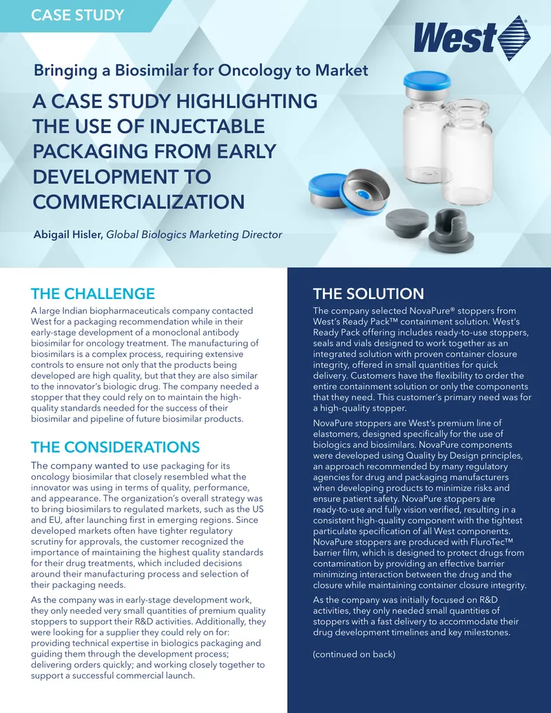 Case Study on Injectable Packaging for Biosimilars
