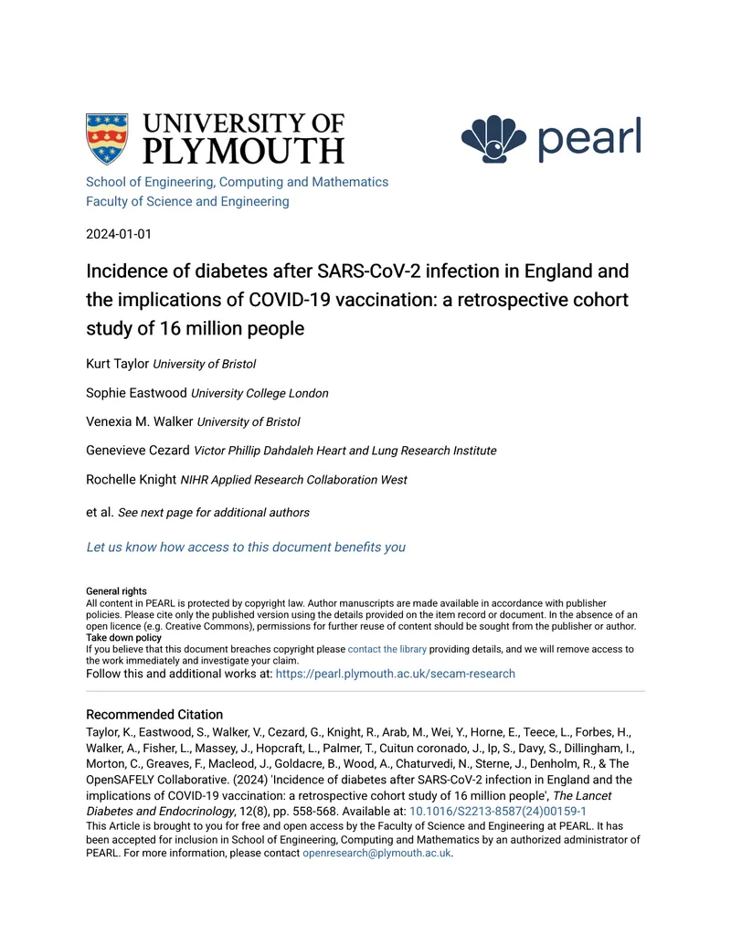 Incidence of Diabetes After SARS-CoV-2 Infection