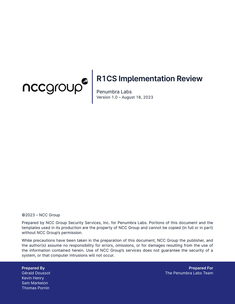 R1CS Implementation Review for Penumbra Labs