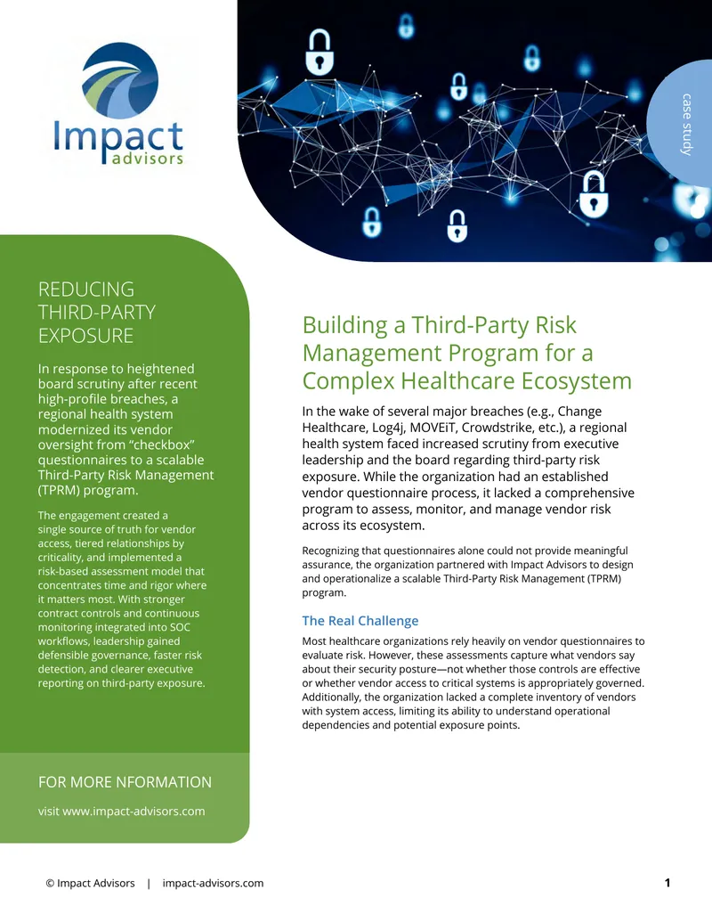 Building a Third-Party Risk Management Program for Healthcare