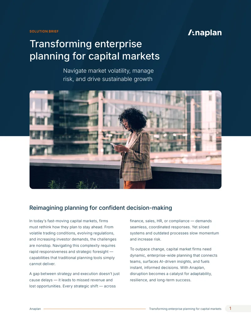 Transforming Enterprise Planning for Capital Markets