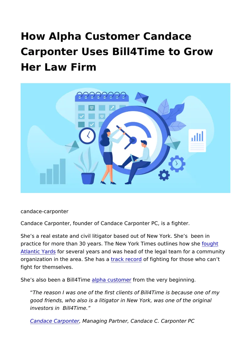 Candace Carponter's Use of Bill4Time for Law Firm Growth