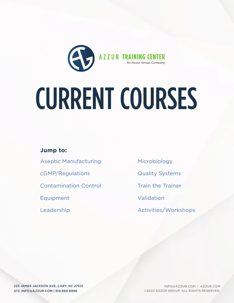 Aseptic Manufacturing and Contamination Control Training