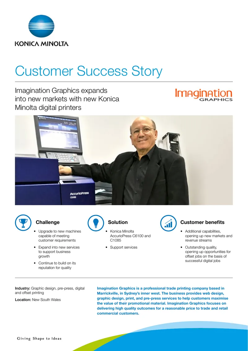 Imagination Graphics Expansion with Konica Minolta Printers