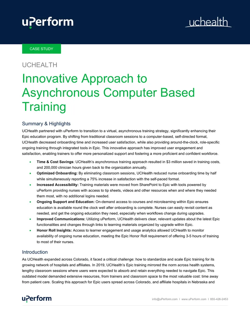 UCHealth Asynchronous Computer-Based Training Case Study