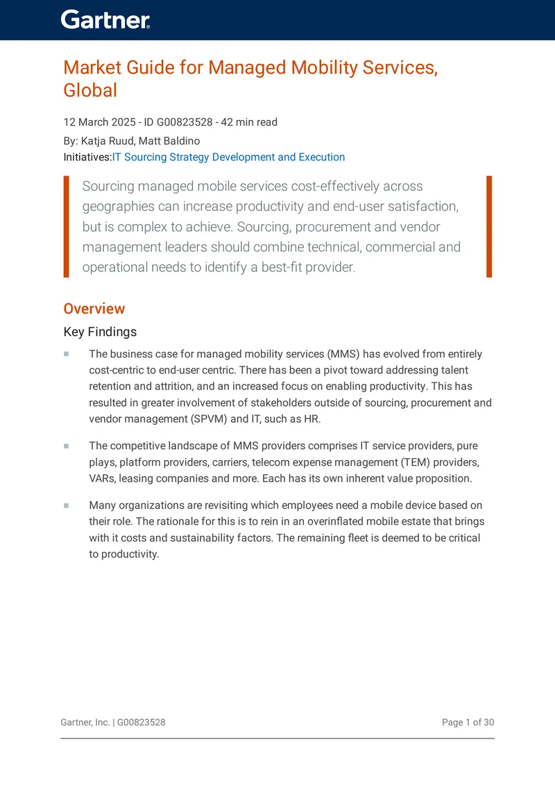Market Guide for Managed Mobility Services