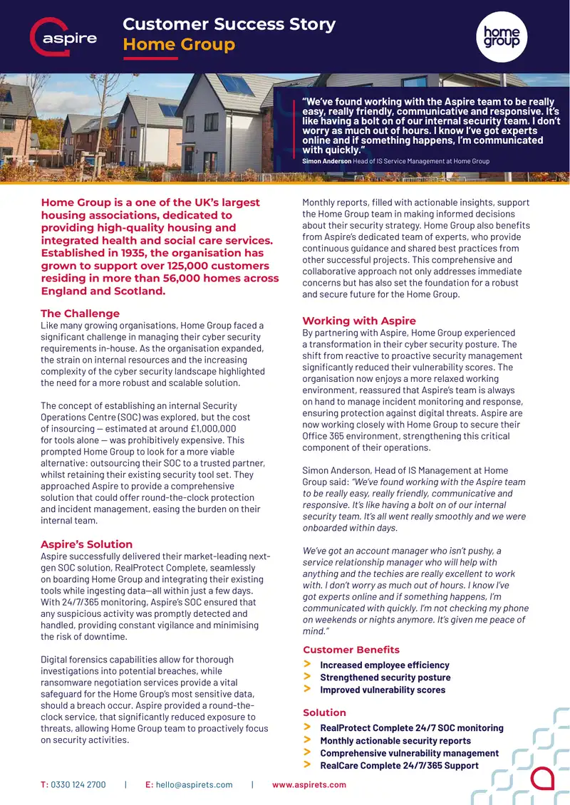 Home Group Cyber Security Outsourcing Case Study