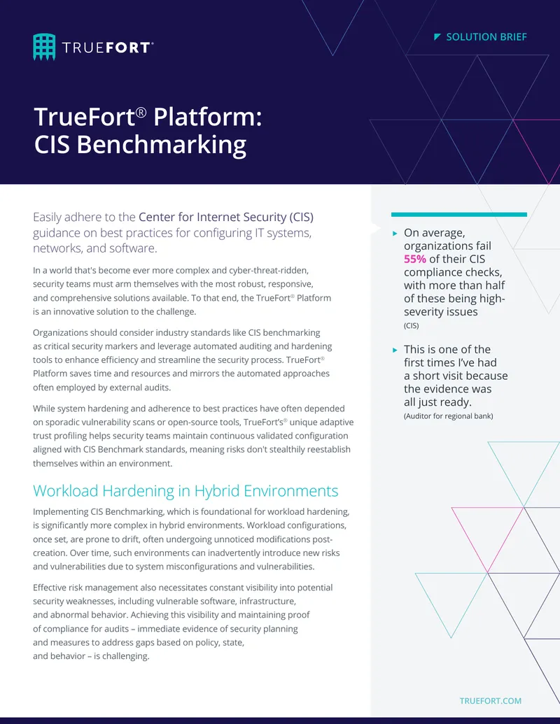 TrueFort Platform CIS Benchmarking Solution Brief