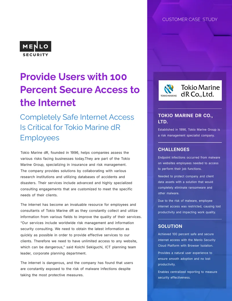 Tokio Marine dR Internet Security Case Study
