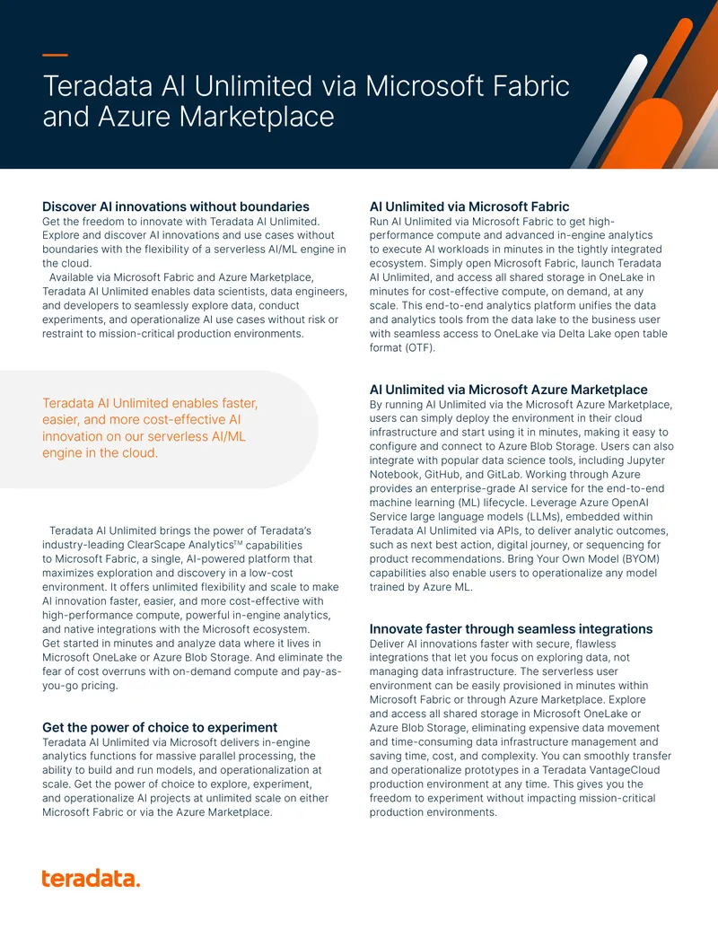 Teradata AI Unlimited Integration with Microsoft Fabric