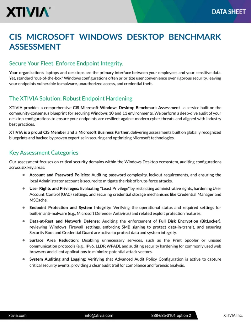 CIS Microsoft Windows Desktop Benchmark Assessment