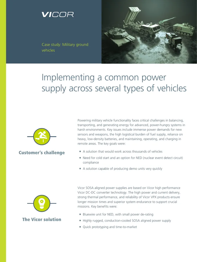 Military Vehicle Power Supply Solution Overview