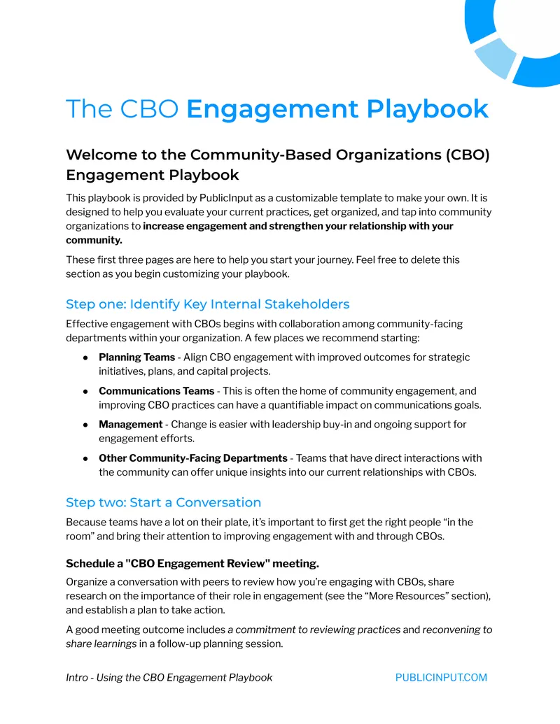 Community-Based Organizations Engagement Playbook