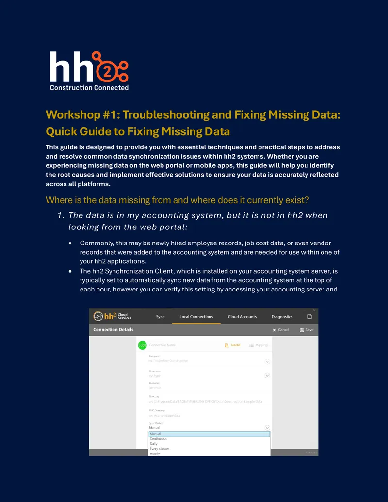 Guide to Troubleshooting Missing Data in hh2 Systems