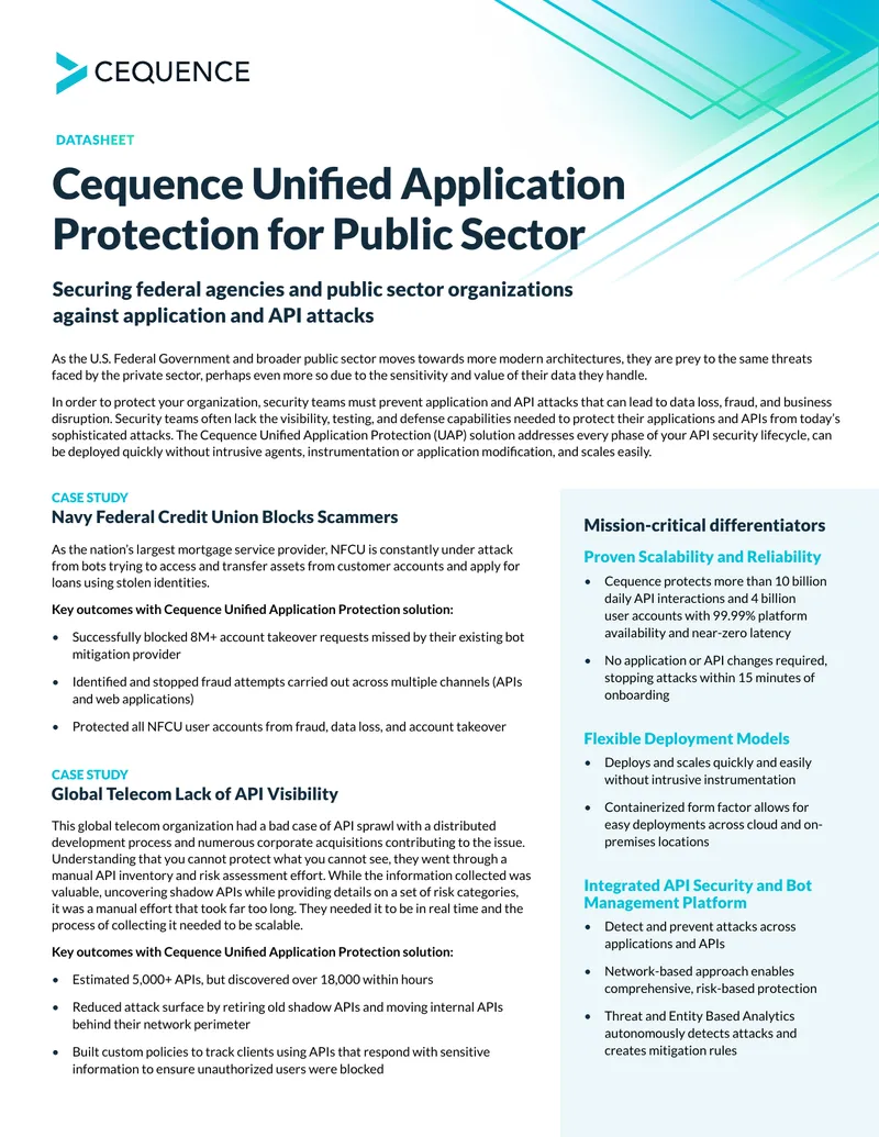 Cequence Unified Application Protection for Public Sector