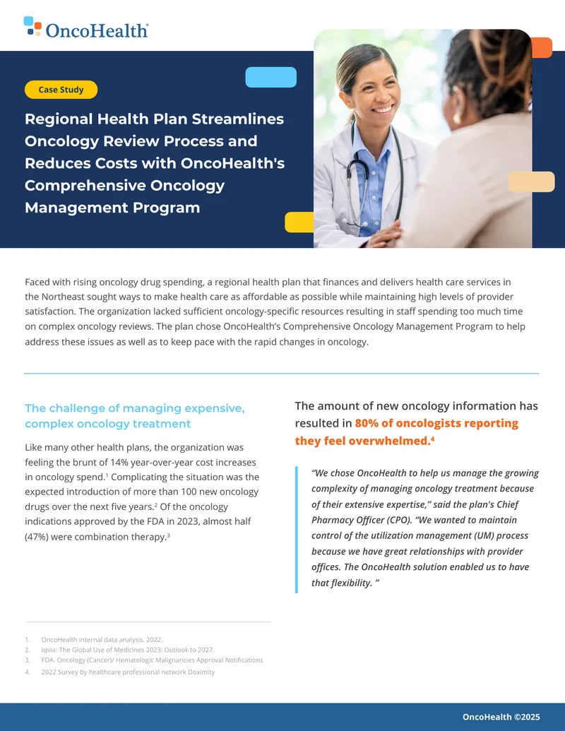 Regional Health Plan Oncology Management Case Study