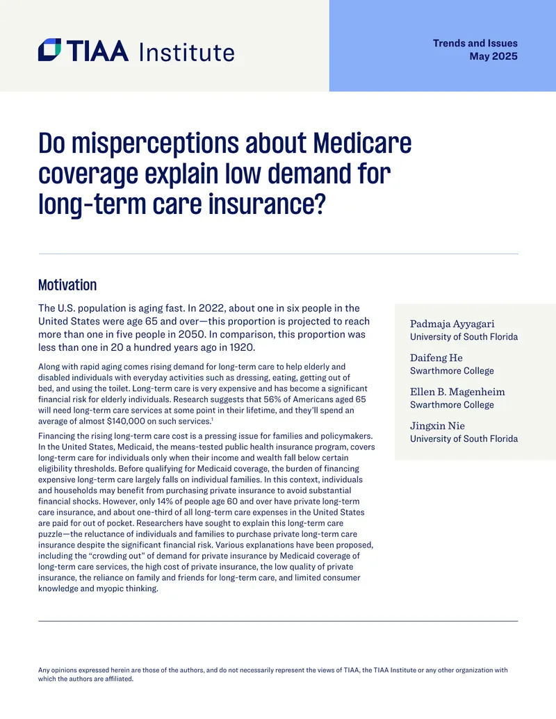 Misperceptions About Medicare and Long-Term Care Insurance Demand