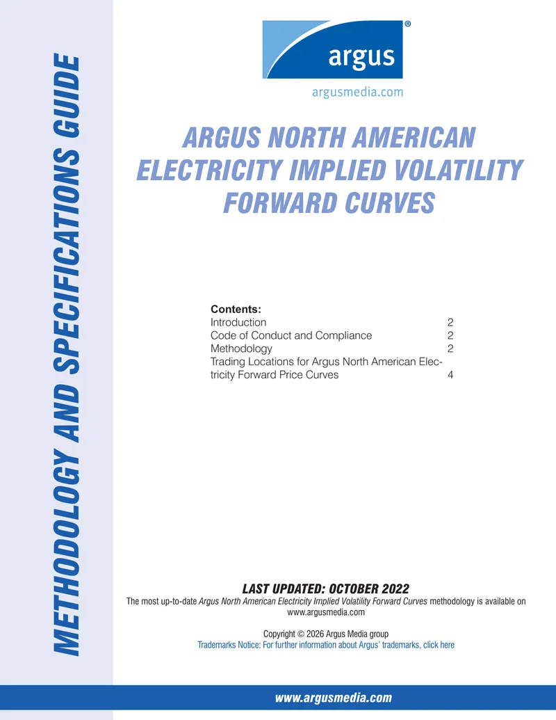 Argus North American Electricity Implied Volatility Forward Curves Guide