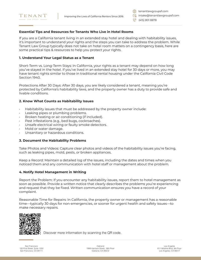 Tenant Rights and Habitability Issues in California Hotels