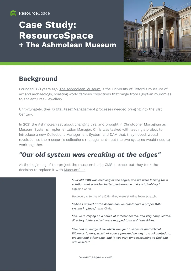 ResourceSpace Integration at The Ashmolean Museum